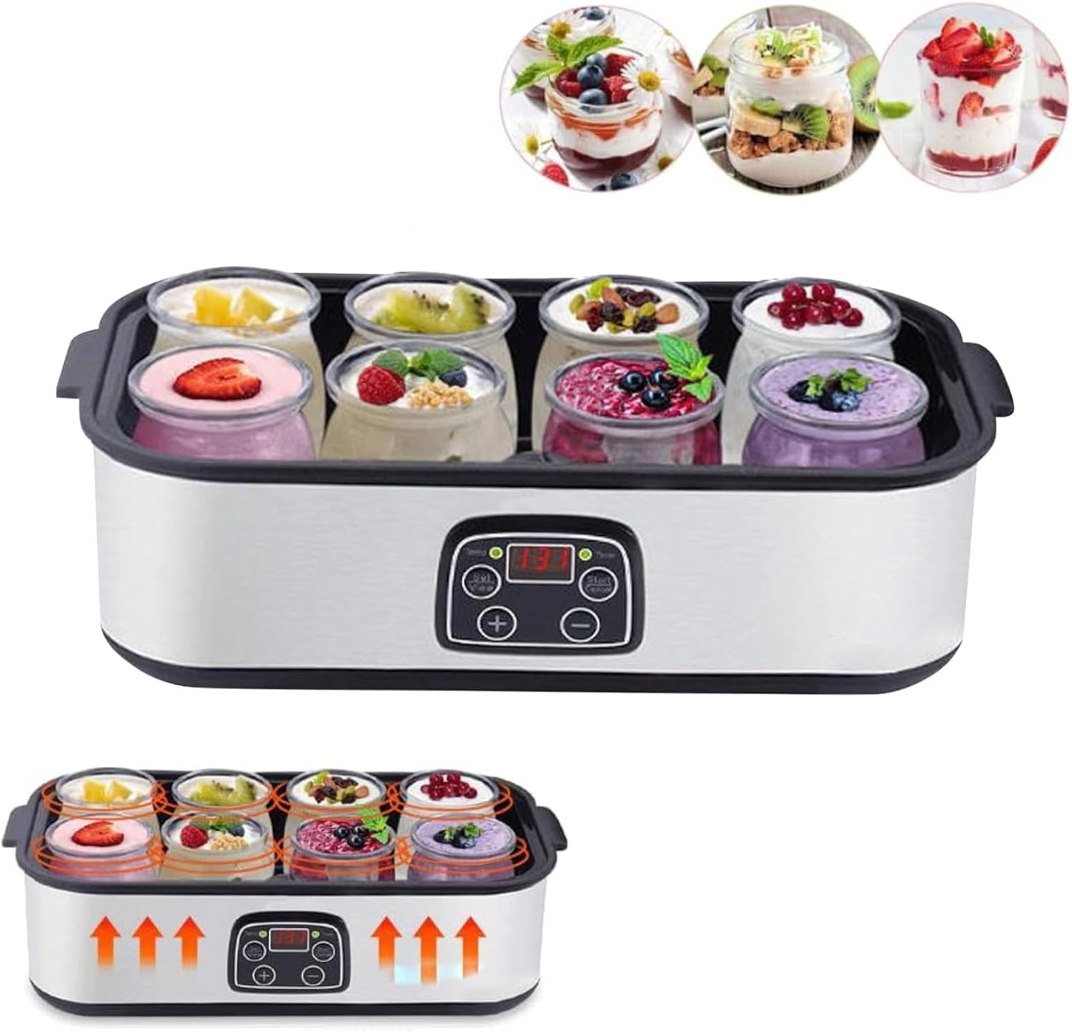 Probiotic Yogurt Motor,Electric Yogurt Maker Machine with Adjustable Temperature and Time Control,Yogurt Jar with 8 Lids,Promote Gut Health with Probiotic Rich Homemade YogurtHome,Perfect Men Women