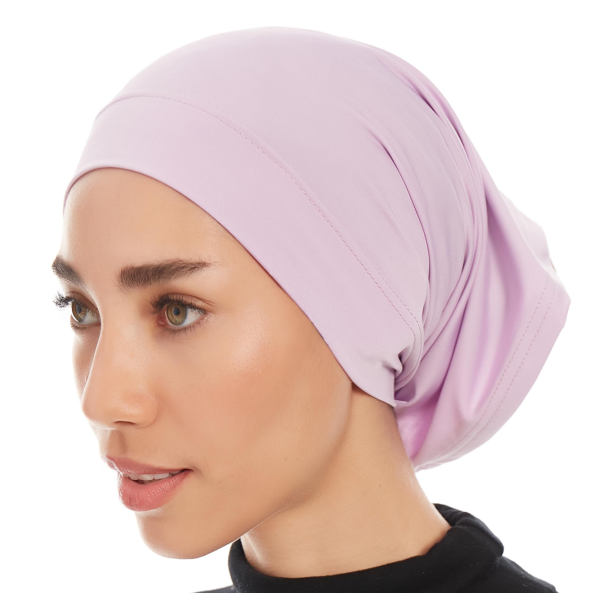 Ayisah Women's Light Purple Hijab Caps Undercap For – Hijab Cap Underscarf Turban Dreadlocks Tube – Muslim Accessories Headscarf Shawl - Islamic Hajib Headwrap Scarves Solid Color (Light Purple)