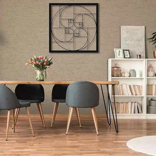 Miniatura 7 de Decoración de pared de metal, proporción dorada, arte de pared de Fibonacci, arte de pared geométrico, espiral de Fibonacci, arte de Fibonacci, arte