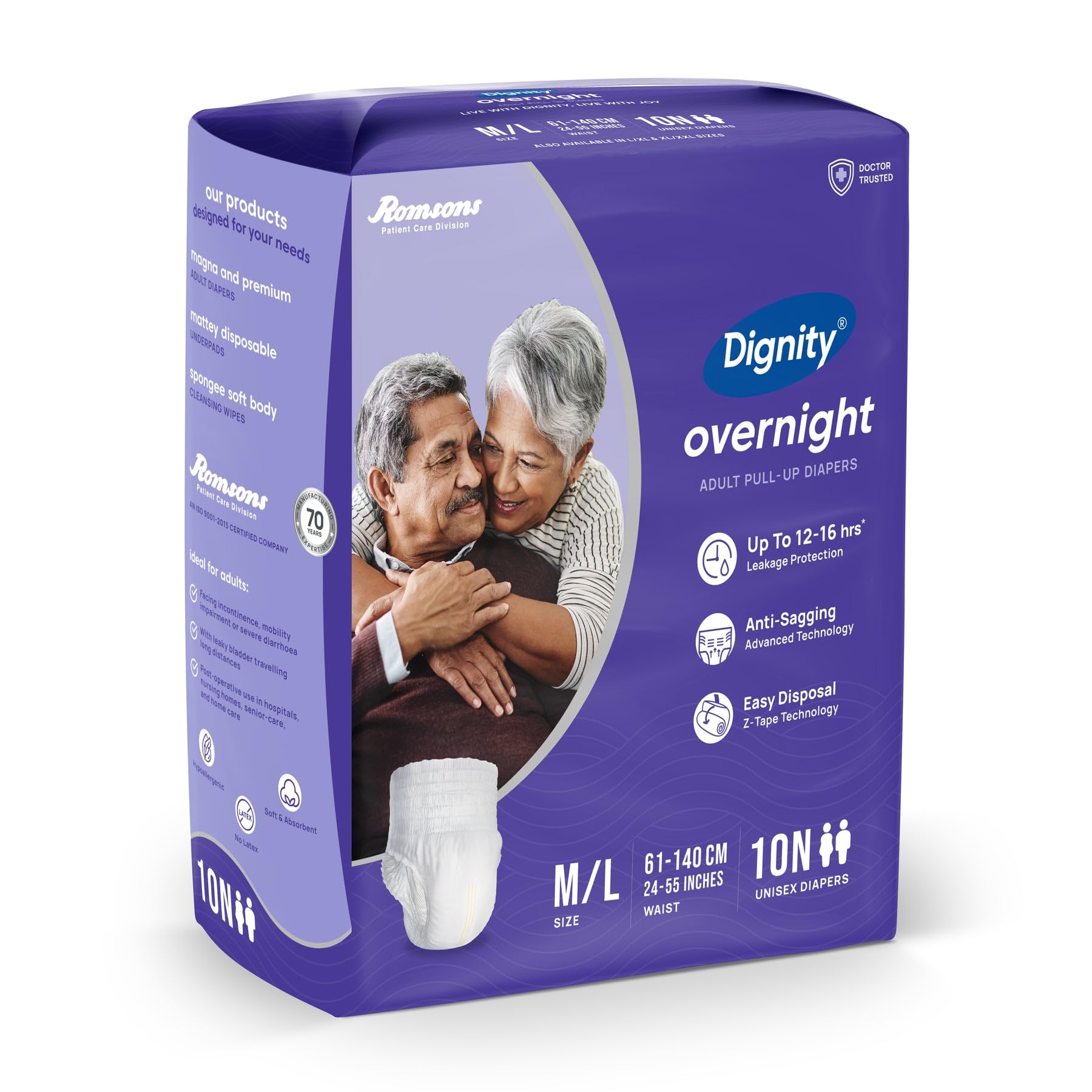 DIGNITY Overnight Pant Style Adult Diapers - M/L (30 Pieces) With Wetness Indicator and Leakage Protection Upto 12-16 Hrs. - Image 2 thumbnail