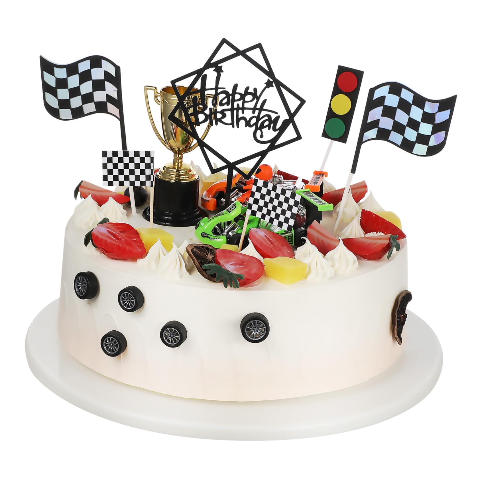 ifundom Decorazioni per Feste di Compleanno per Ragazzi Set da 23 Pezzi con Topper per Torta a Forma di Auto da Corsa Design Versatili