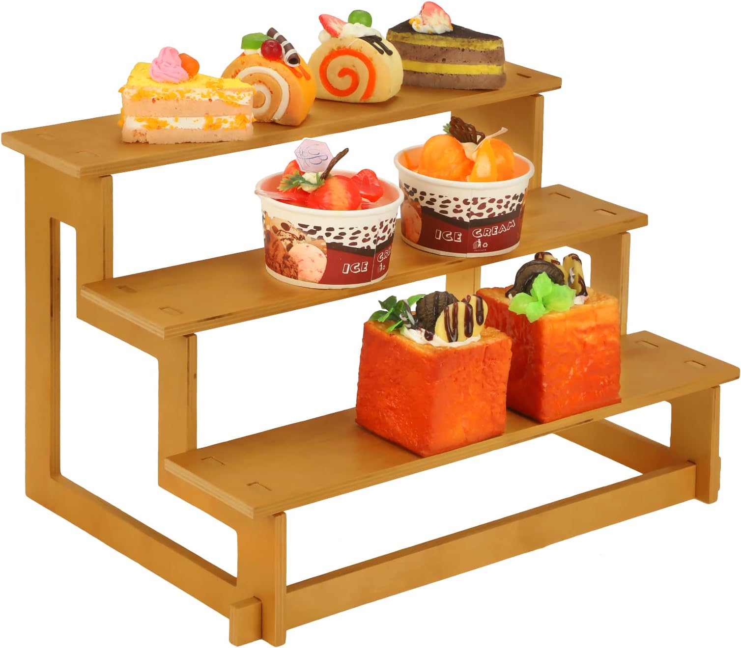 Jetec 3 Tier Retail Table Display Stand Wooden Display Stands for Craft Shows Vendor Retail Table Display Stand 15 Inch Wood Display for Vendors Retail Market Table Dessert Crafts Shows
