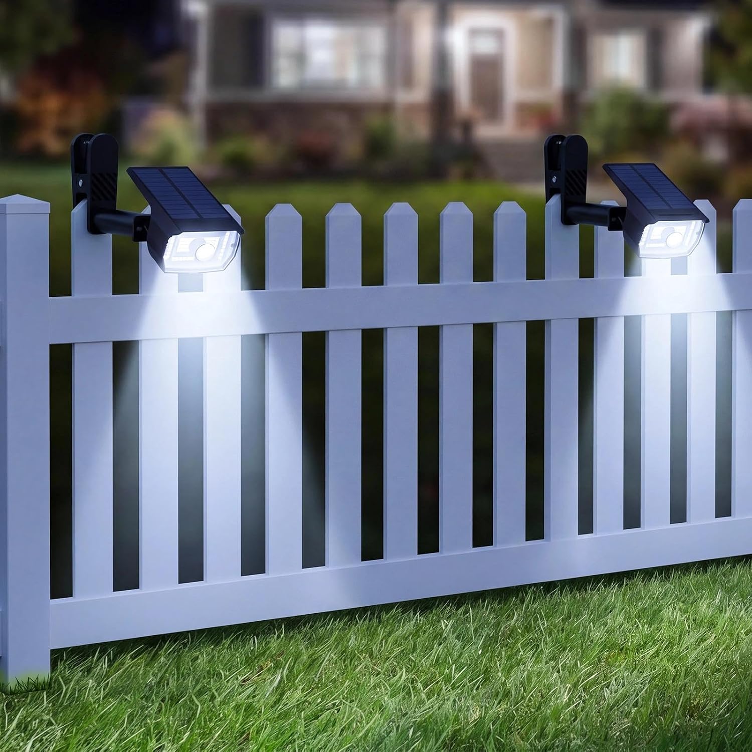 nipify 4 Pack Clip On Solar Lights Outdoor, Motion Sensor Lights with 3 Modes, 2-in-1 Solar Security Light Waterproof for Outside Fence, Deck, Gutter, Pathway