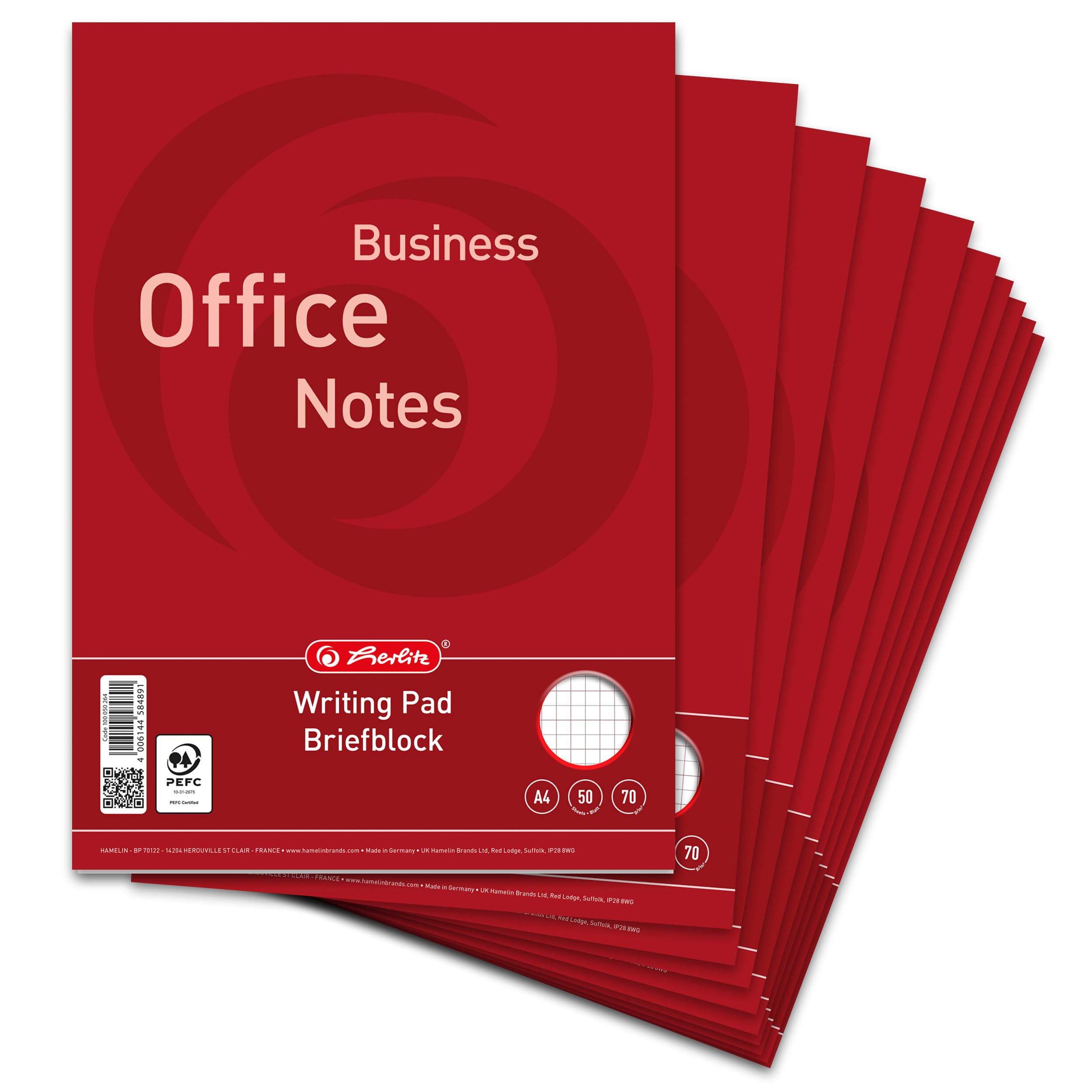Landré Papier à lettre A4 70 g/m² Lot de 10 blocs quadrillé 50 pages
