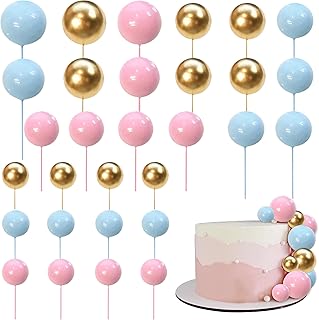 Xsstarmi 30 PCS Mini Balloon Cake Topper Ball Cake Picks Decoration Faux Pearl Balls DIY Cake Topper Decoration for Gender...