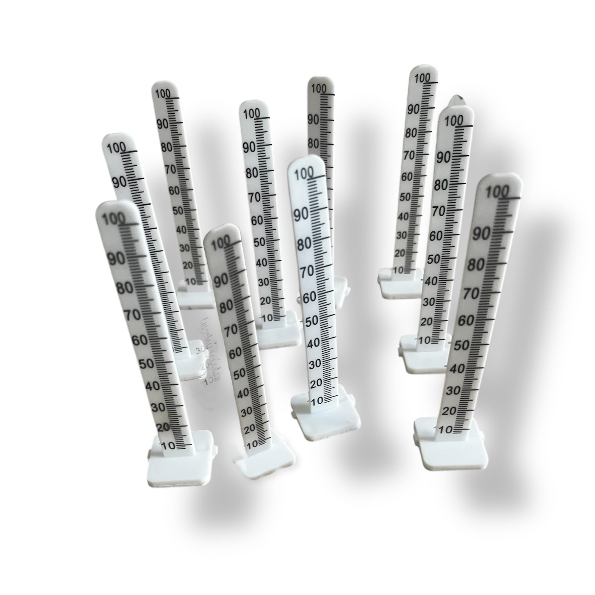 Calibro di livellamento 0-100 mm – set 10 pezzi – misurazione spessore per massetto fluido, autolivellante, rasionaggio e calcestruzzo – graduazione ogni 10 mm – Outillage Carreleur 2.0