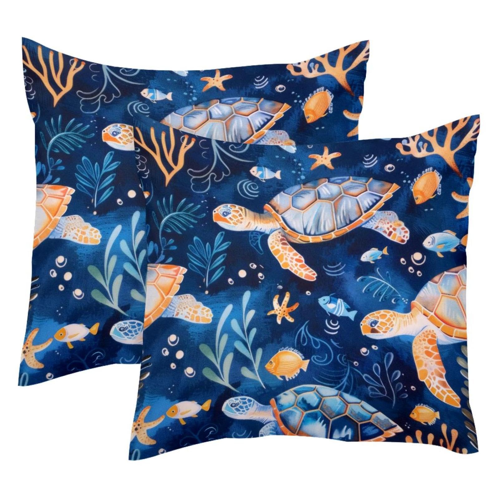 Housse de coussin en velours 50x50 cm lot de 2 motifs marins pour salon et chambre