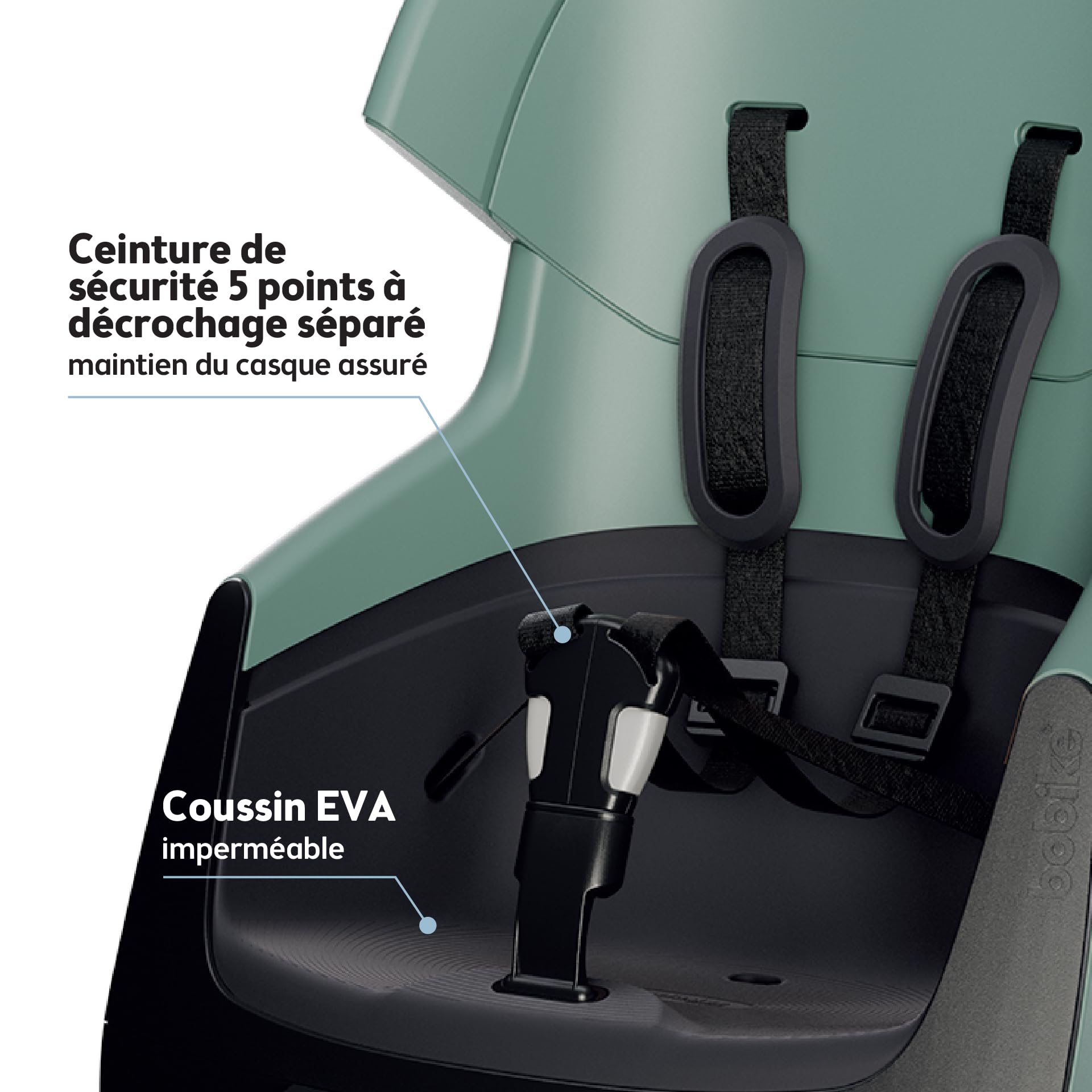 BOBIKE 8010900003 - Siège vélo arrière Exclusive Evolve Maxi pour Cadre, pour Enfants de 9 Mois à 6 Ans jusqu'à 22 kg en Couleur Menthe Poivrée
