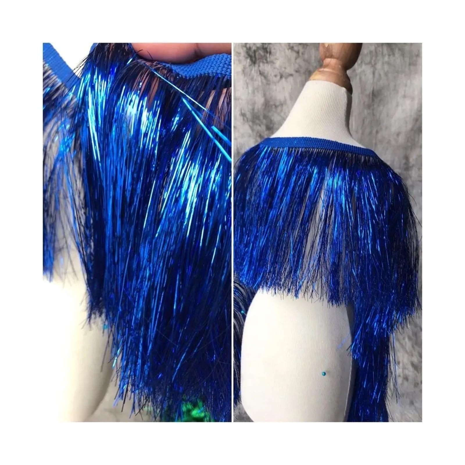 Tassel Fringe Trim 1Yard/Lot 20CM Laser Gold&Silver Glitter Fringes Lace Trim Tassel For Latin Dance Costume Fringe Apparel Accessoires(Color 3)