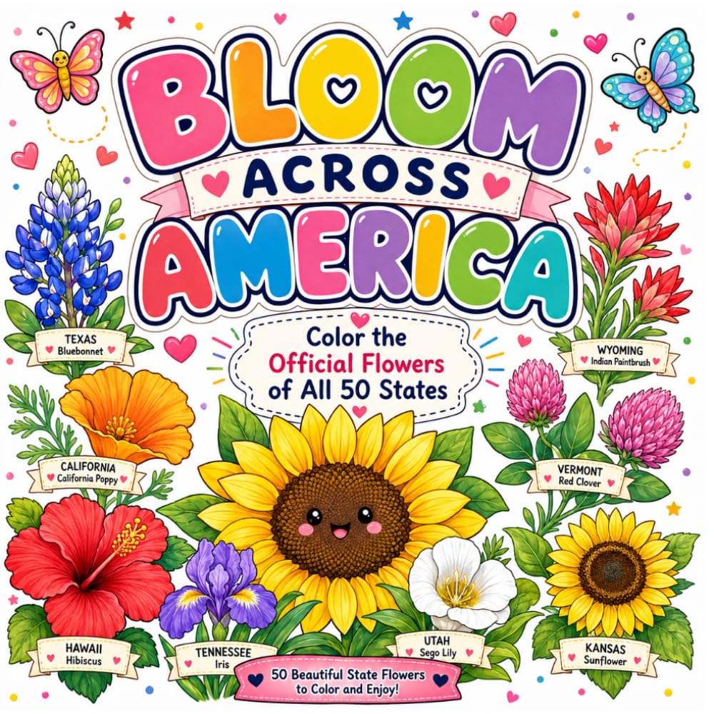 Bloom Across America: Color the Official Flowers of All 50 States