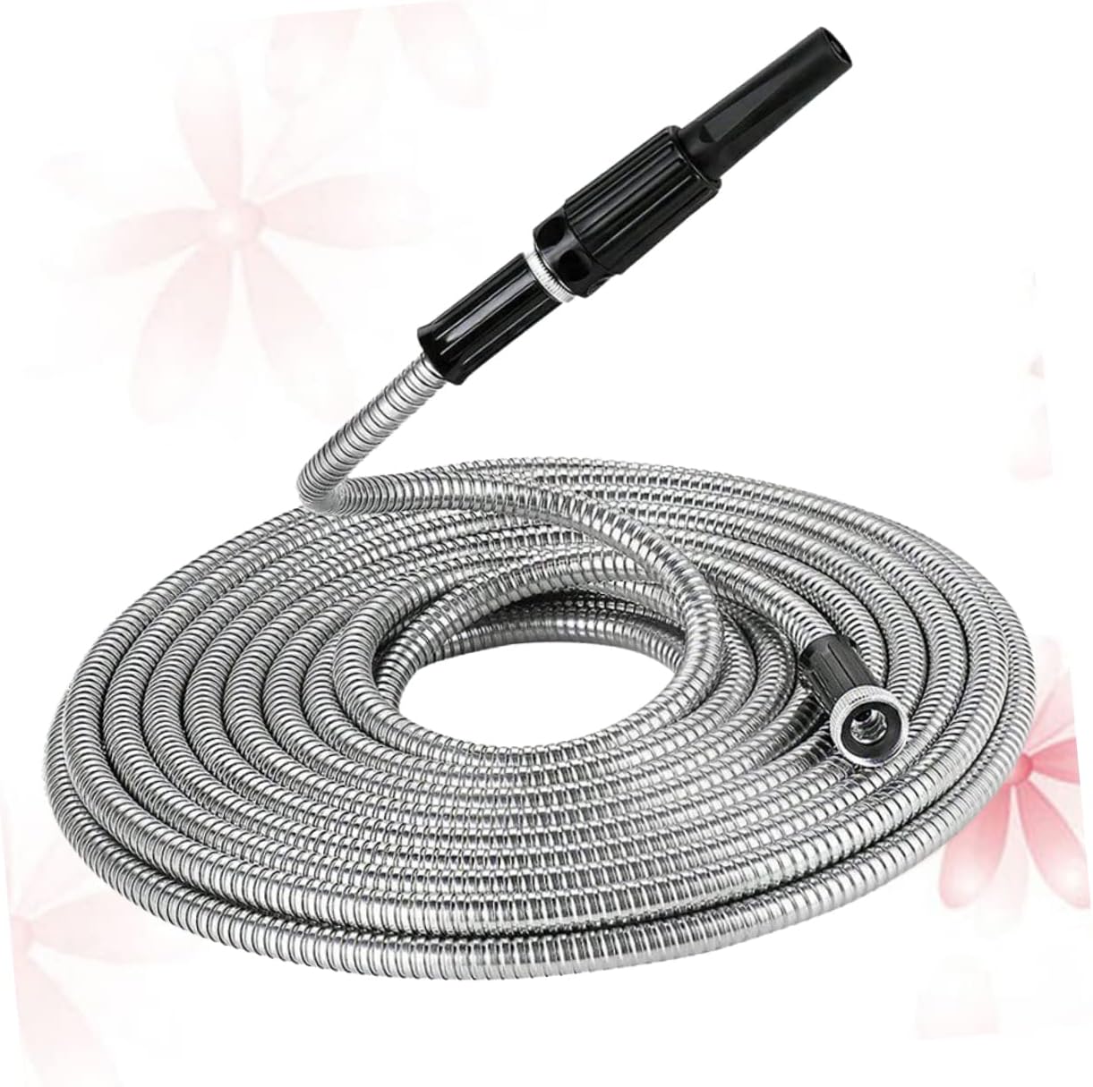 Telescopic Stainless Steel Garden Hose Flexible Watering Hose with Spray Nozzle Durable Leak Design for Outdoor Use for Lawn Plants and Car