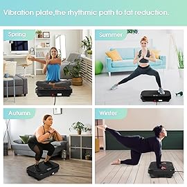 SoftGym Vibration Plate Exercise Machine for Lymphatic Drainage,Power Vibrate Stand Shake Board 450 Lbs Capacity Whole Body Workout Waver with Resistance Bands Weight Loss Gifts for Women Men-Black