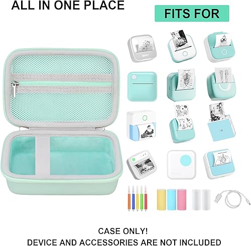 Miniatura 2 de Supmay HUIJUTCHEN - Funda rígida de viaje para impresora de calcomanías, mini impresora de bolsillo, estuche de protección con bolsillo de malla con
