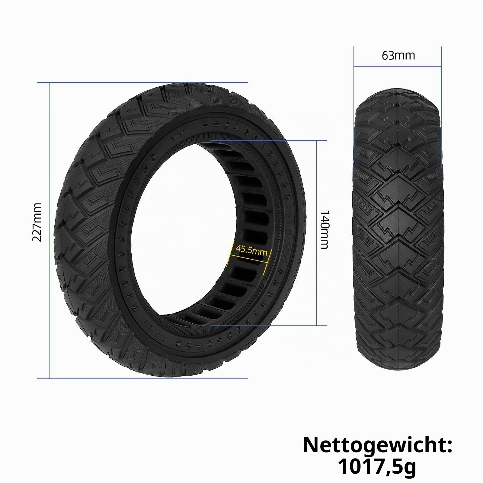 9,5x2,5 9,5x2,3 Vollgummi Reifen 9,5 Zoll Wing Offroad-Reifen für KQI3 Elektroroller Verschleißfest schwarz,1 Stück