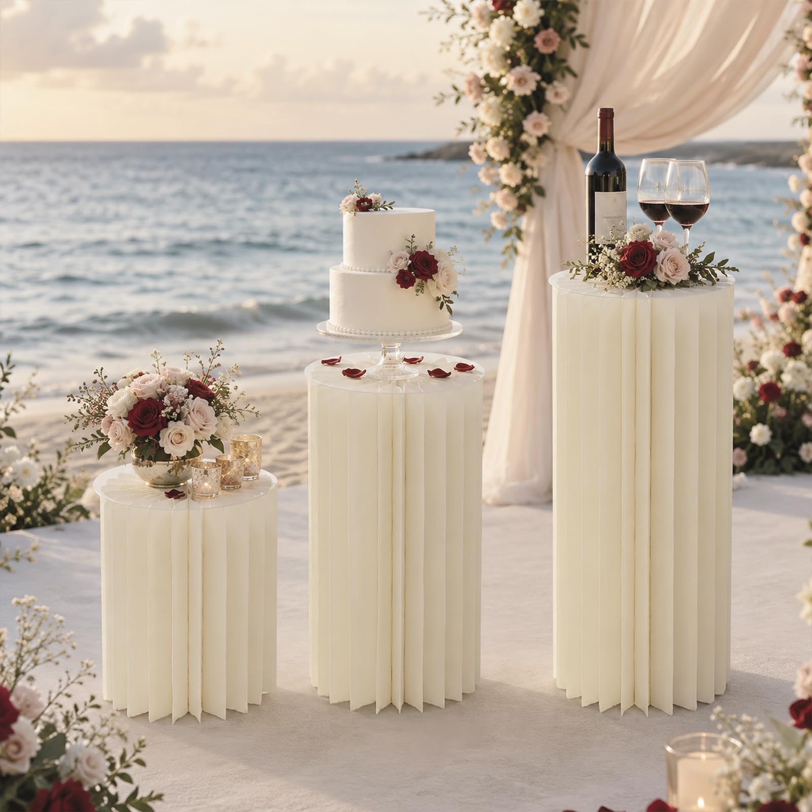 3 supporti pieghevoli per fiori, 60 cm, 80 cm, 100 cm, per matrimoni