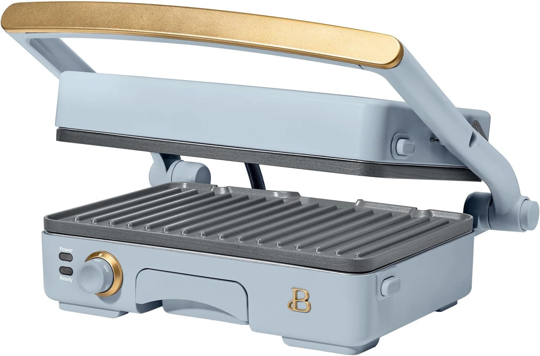 Beautiful 2-in-1 Panini Press & Indoor Grill with Removable Non-Stick Plates, Adjustable Temperature Control, Cool-Touch Handle, PFOA & PFOS-Free, Heats up to 450° - (Cornflower Blue)