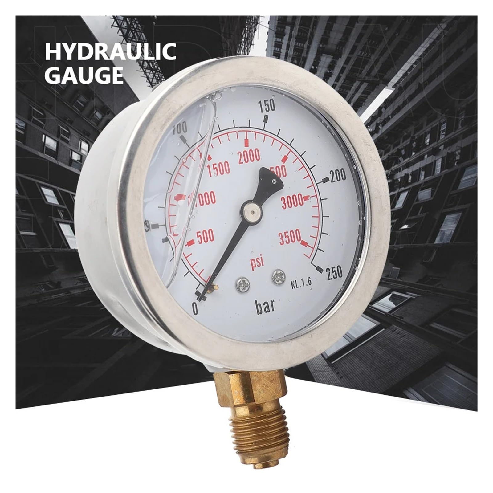 Ciśnieniomierz, Manometr hydrauliczny 0-250Bar 0-3750PSI G1/4 63mm hydrauliczny miernik ciśnienia wody