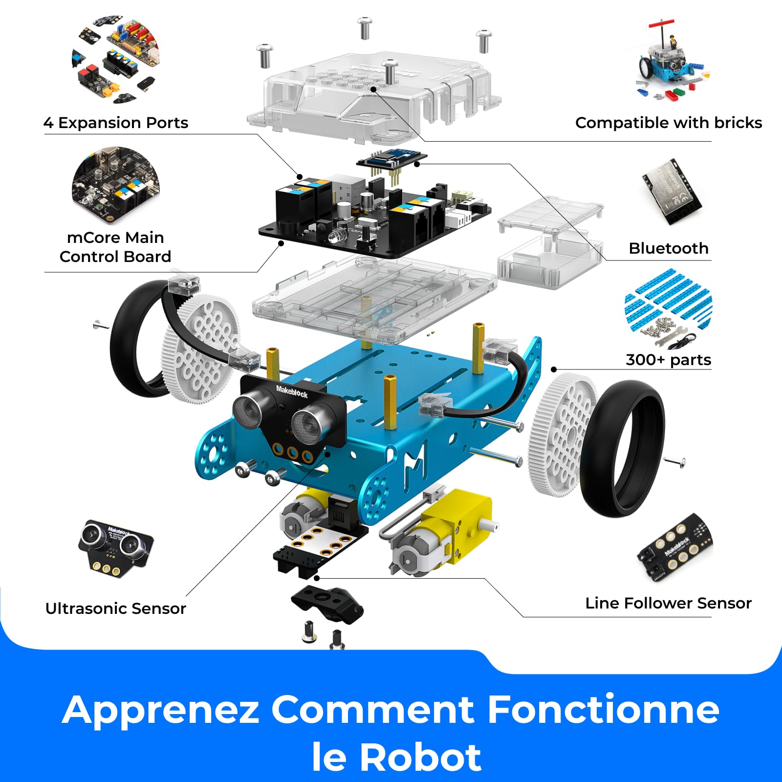 Makeblock mBot Robot Programmable Enfant, Robots Électroniques pour Enfants Apprenez à Coder avec Scratch et Arduino, Jouet pour Enfant 8 Ans+