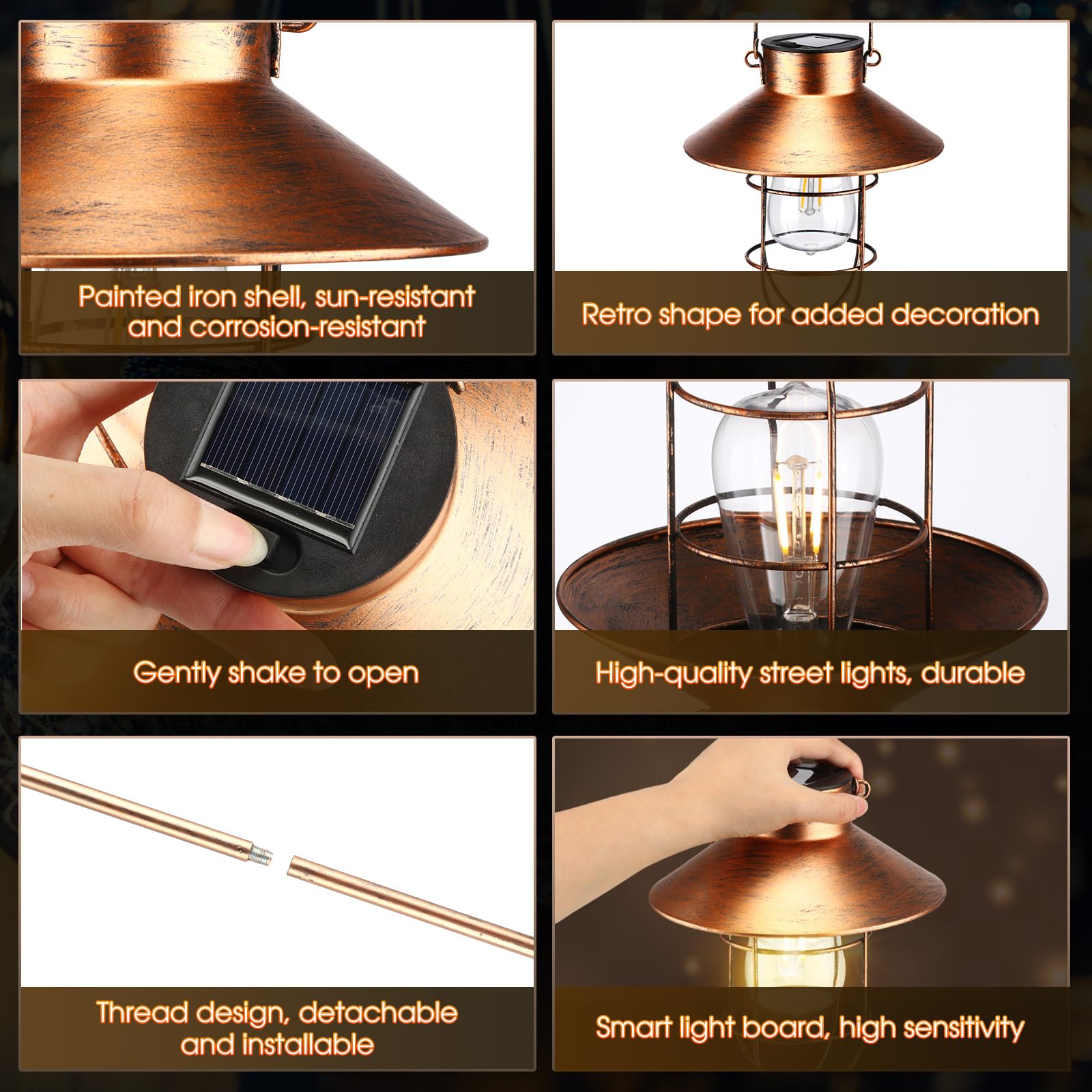 Retisee 4 Pcs Hanging Solar Light 31\" Outdoor Solar Lamp Lanterns...