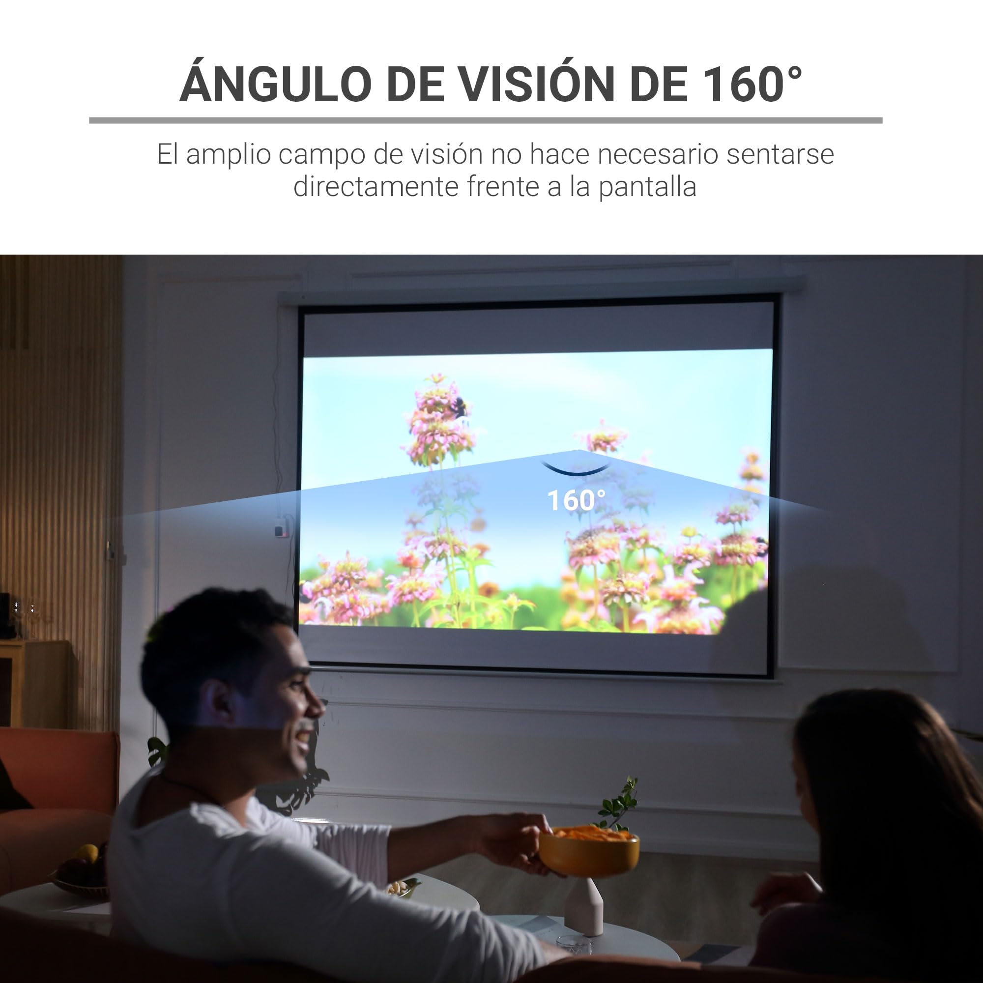 HOMCOM Pantalla de Proyector Eléctrica 120 Pulgadas Pantalla de Proyección Portátil Formato 4:3 con Mando a Distancia Tela de Proyección para Interior y Exterior Eventos Deportivos 244x183 cm Blanco