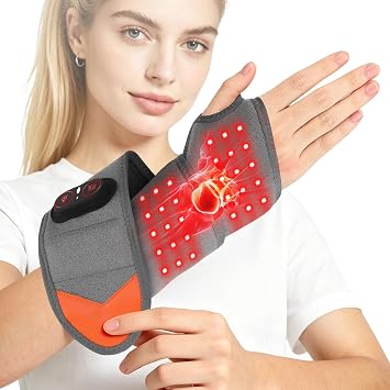 Cordless Heated Wrist Brace for Pain Relief,Rechargeable Wrist Heating Pad,Wrist Massager for Carpal Tunnel,Heating Pad for WristGrey