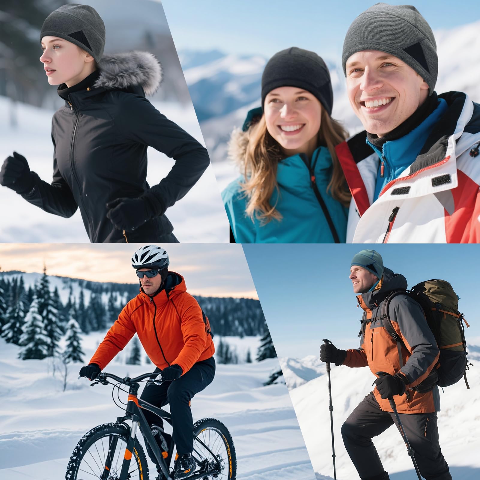 Lekka Czapka Beanie, Czapka Unisex dla Kobiet i Mężczyzn,Oddychająca & Termiczna, Elastyczna & Przystosowana do Kasku, Do Biegania, Jazdy na Rowerze & Sportów na Świeżym Powietrzu