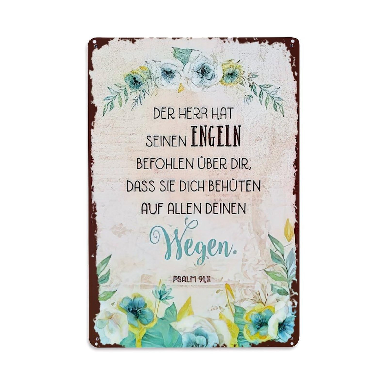Jdyaojiesheng Vintage Floral Watercolor Scripture Design Tin Sign Retro Metal Wall Decor Metal Poster, Home Bar Garage Farmhouse Cafe Wall Art Decoration 8X12inches