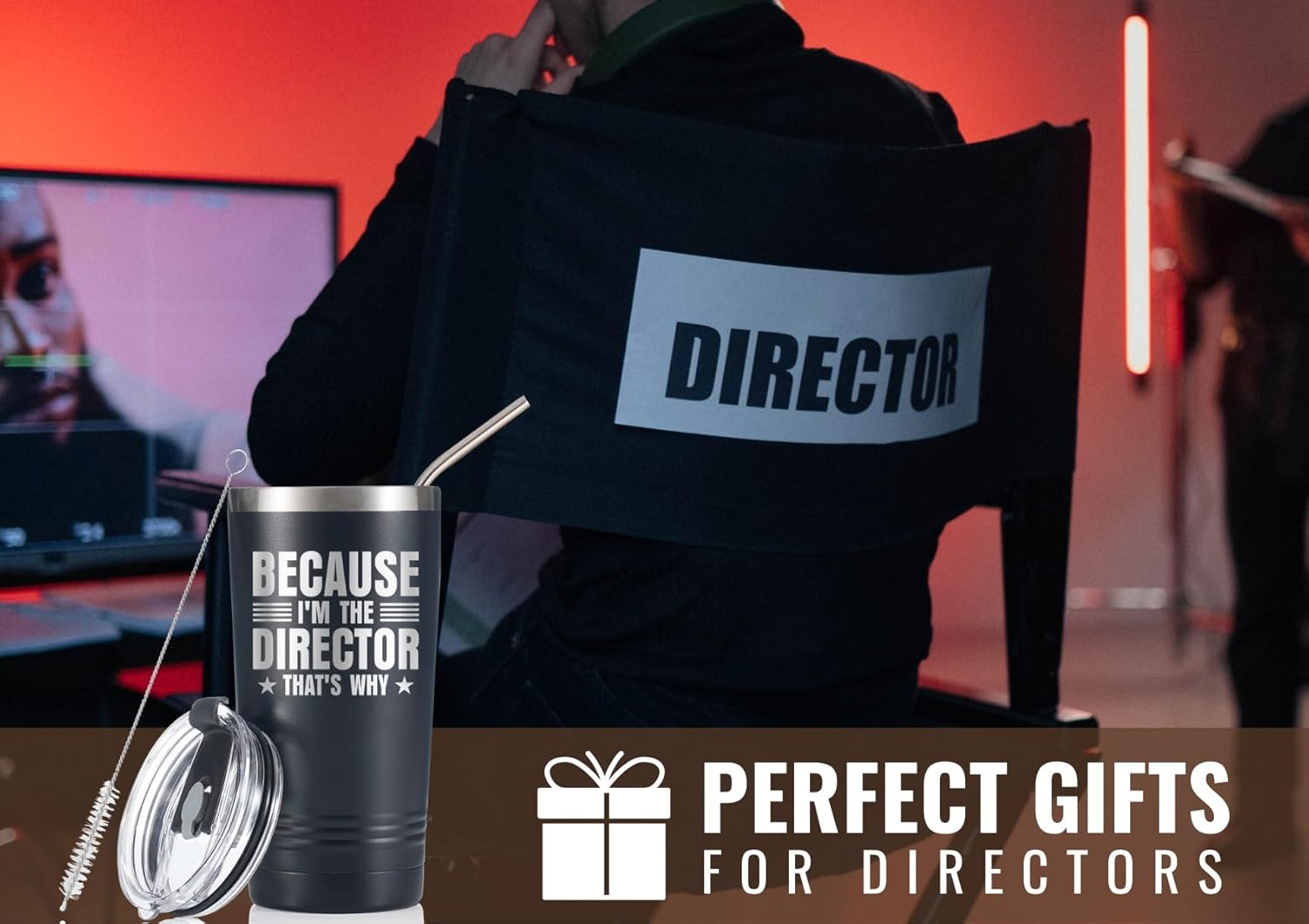 Onebttl Director Gifts for Men, Women for Christmas, Birthday, 20 oz Stainless Steel Insulated Tumbler Travel Coffee Mug - Black - Image 2