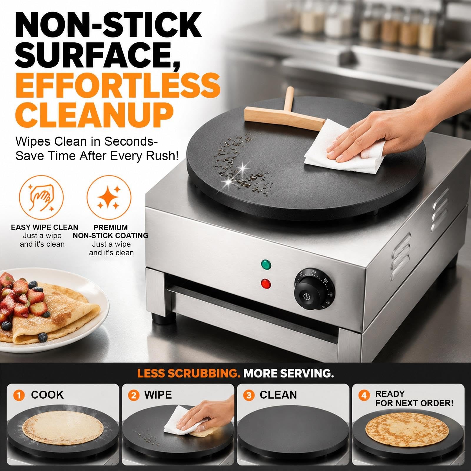 Macchina Per Crepes Professionale 40cm Griddle Hotplate Pan
