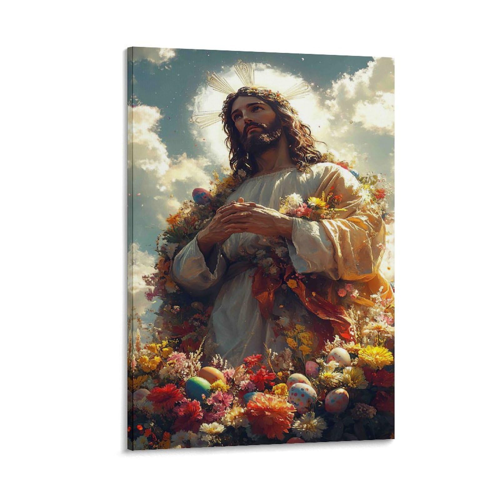 DHBANEIOK Easter Jesus Blessing Poster Artwork Giclee Canvas Prints Modern Canvas Wall Art Picture Wall Hanging for Living Room Bedroom Home Decorations 16x24inch(40x60cm)