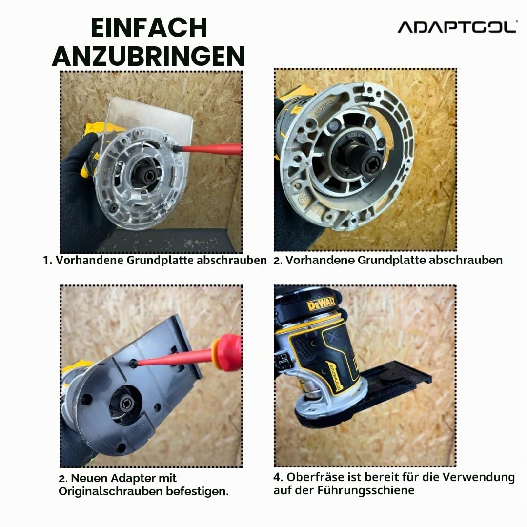 Oberfräsenführungsschienenadapter kompatibel mit Dewalt Trimmer für Tauchsägenschiene DCW604NT DCW600N D26204K