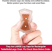 Vista 5 de Protectores de suelo para patas de silla, ajuste rectangular, longitud de 1-15/16 a 2-1/16 pulgadas y ancho de 15/16 a 1-3/16 pulgadas, tapas