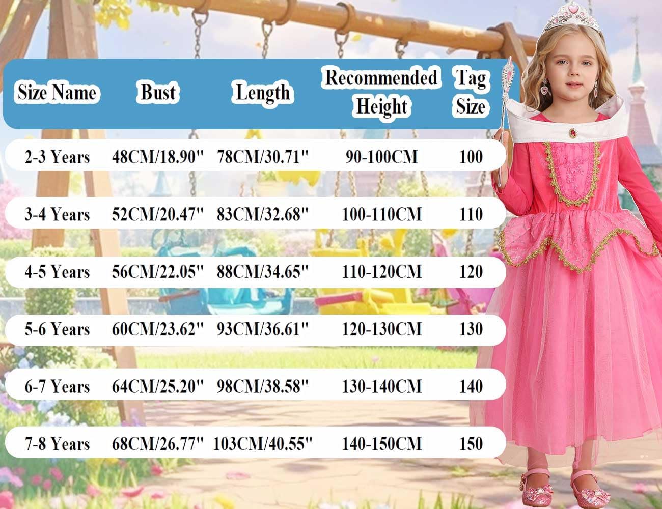 iTVTi Girls Princess Dress Up Halloween Party Costume with Crown Wand Earrings Ring Pink