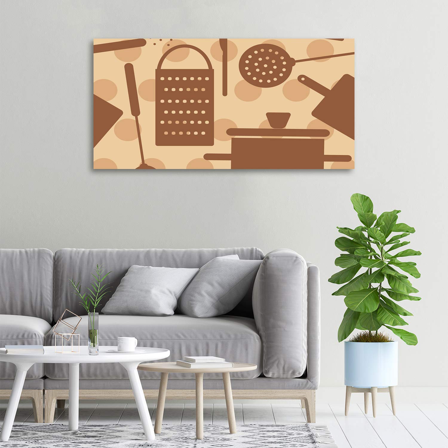 Tulup Tirages sur toile - art mural - tirages sur toile - thème d'image - 100x50 cm - Nourriture et boissons - Brun - Ustensiles De Cuisine