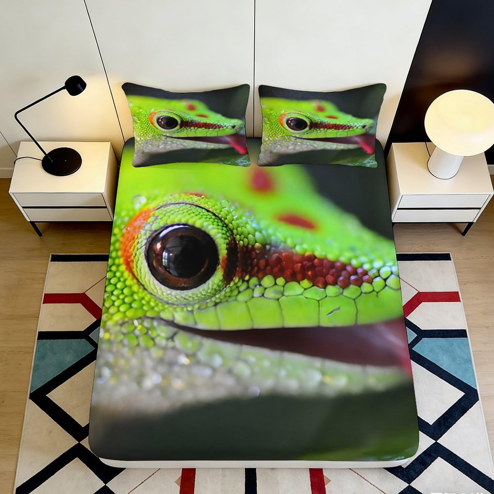 3D Printed Frog Pattern Fitted Sheet Microfiber Deep Pocket Non-Slip for Bedroom Bedding Frog Mattress Fitted Cover Washable 200x200x25cm