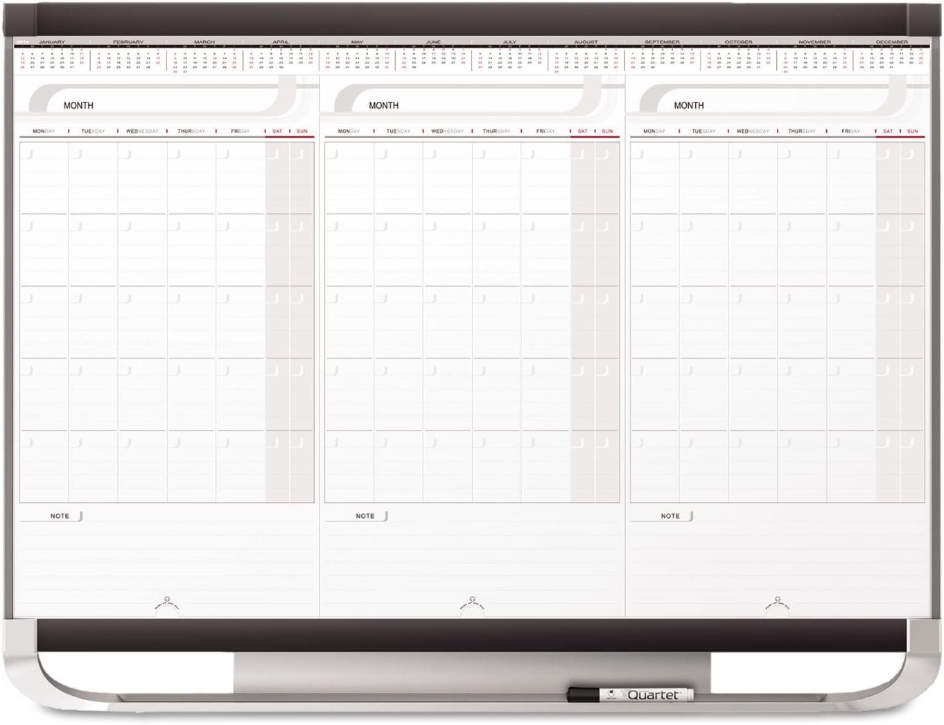Quartet Prestige 2 Sliding Three Month Calendar Board, 3 x 2 Feet, Total Erase Surface (CMP32P2)