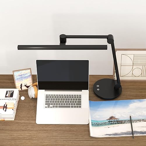 ArchDesk - Lámpara de escritorio de 18.9 pies luz blanca cálida y fría, ajustable, antirreflejo, sensor de 10 W, protección ocular, plegable,