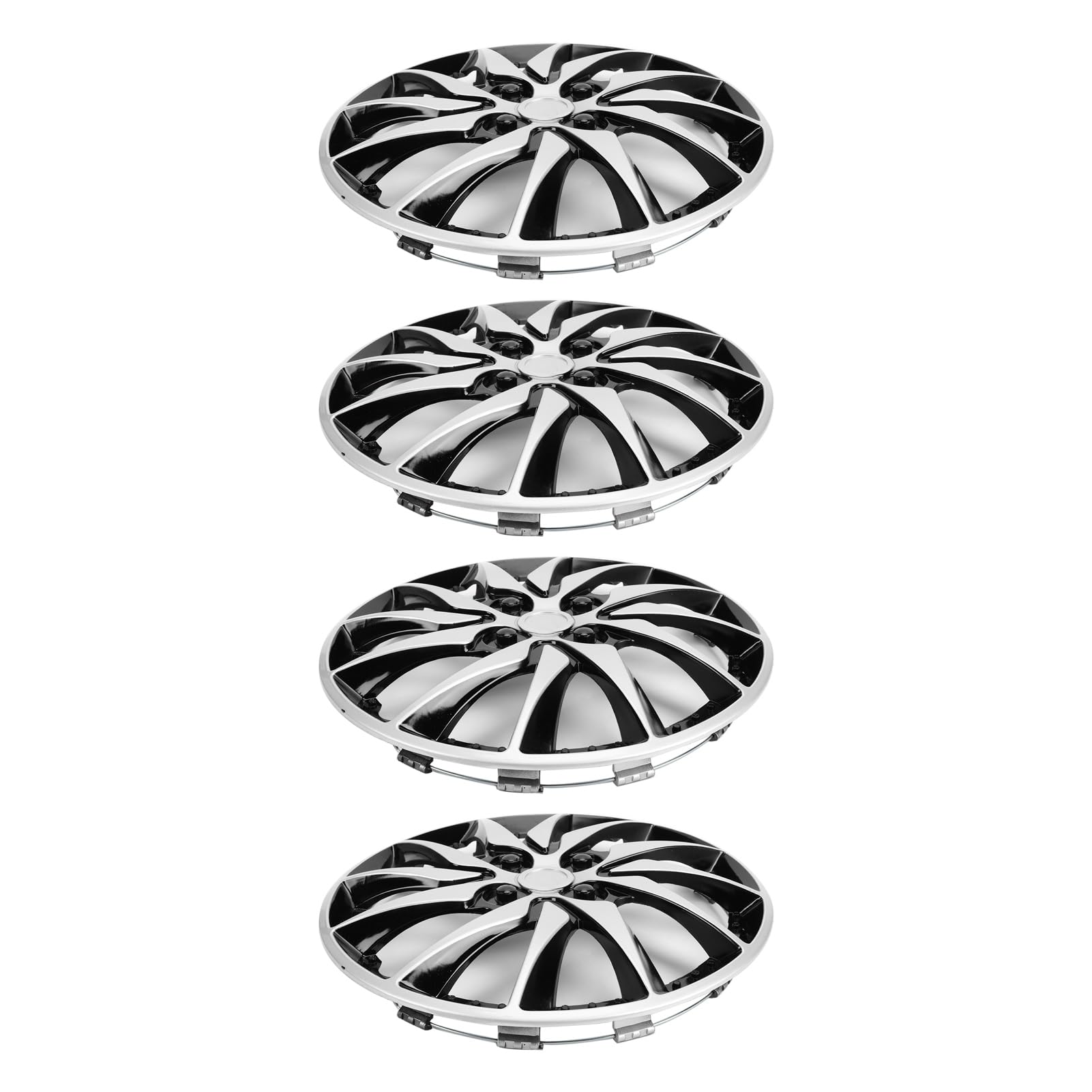 COPRICERCHI UNIVERSALI DI RICAMBIO DAL DESIGN ELEGANTE, ADATTI ALLA MAGGIOR PARTE DI AUTO, CAMION E SUV (Argento Nero)