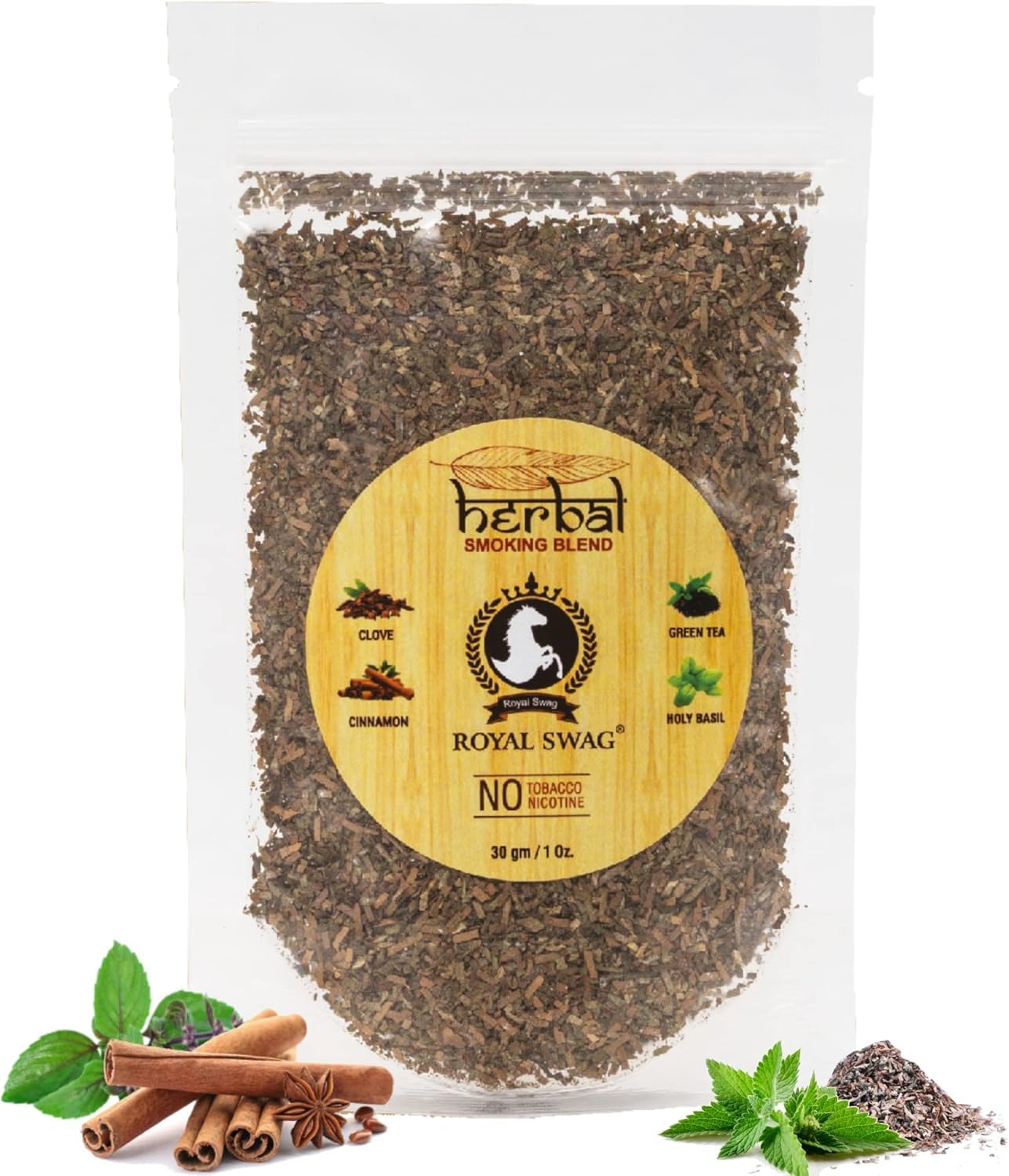ROYAL SWAG Herbal 100% Tobacco Free & Nicotine Free Organic Mixture for Smoking 30g Herbal Smoking Blend Mix