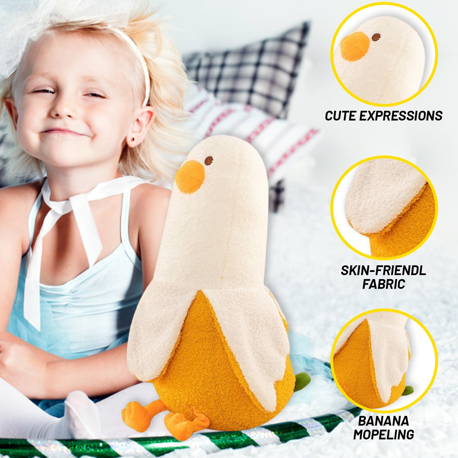 Chicken Banana Duck Plush, Soft Teddy Stuffed Animal for Adults Fun Stress Relief, 30cm Banana Duck Squishmallow for Home Decor Gifts - Image 3