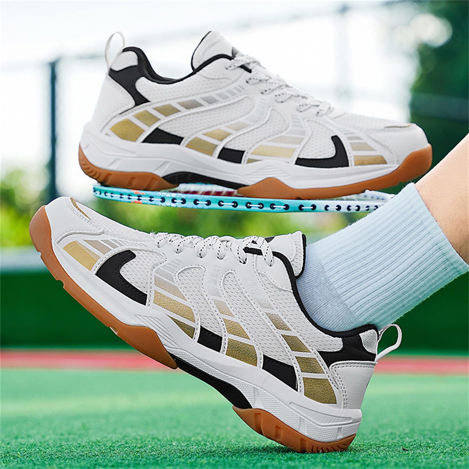 JiuQing Męskie lekkie buty do badmintona buty do gry w hali antypoślizgowe treningowe fitnessowe do pickleballa