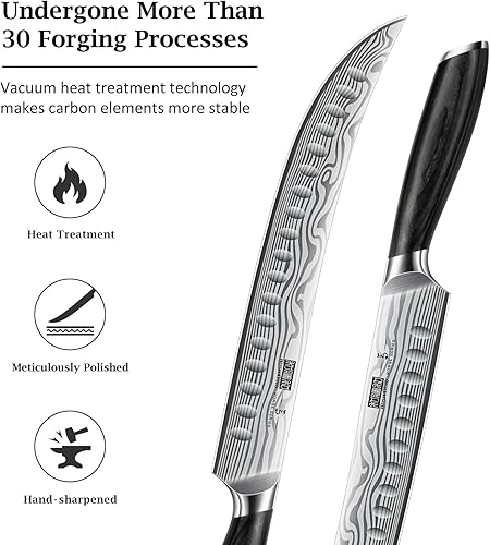 Miniatura 2 de HOSHANHO Carving Kinfe - Cuchillo de corte de carnicero de acero forjado de alto carbono en polvo de 10 pulgadas, afilado y curvado para cortar