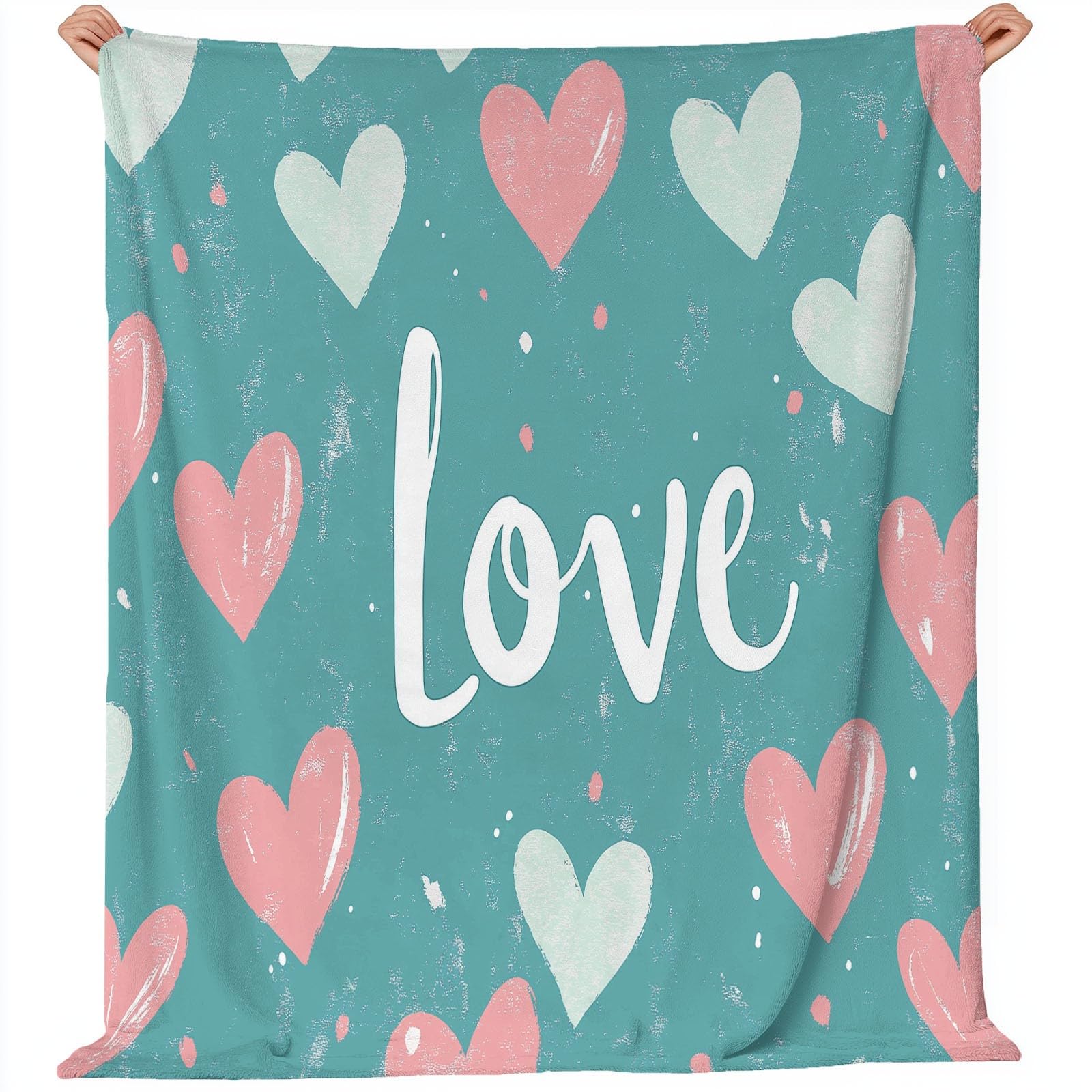 Decke Flanell 150 x 200 cm Geschenke für Frauen und Männer - Romantik Liebe Worte Witzige Geschenke für Freunde zu Weihnachten und Geburtstag, Hellgrün Rosa