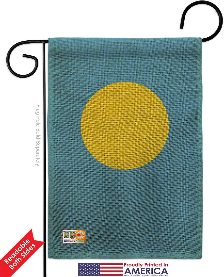Palau Burlap Garden Flag Nationality Nation International World Country Particular Area Small Decorative Gift Yard House Banner Double-Sided Made In USA 13 X 18.5