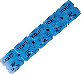Blue Raffle Tickets - 50/50 Double Tickets Suitable for Classroom Company Reward or Carnival Concert Entry Events Parties Fundraisers Prizes 200 Pieces