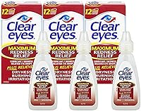 Clear Eyes Maximum Redness Relief Eye Drops, Pack of 3 - Fast Relief for Dry, Burning, Irritated Eyes, 0.5 Fl Oz Each