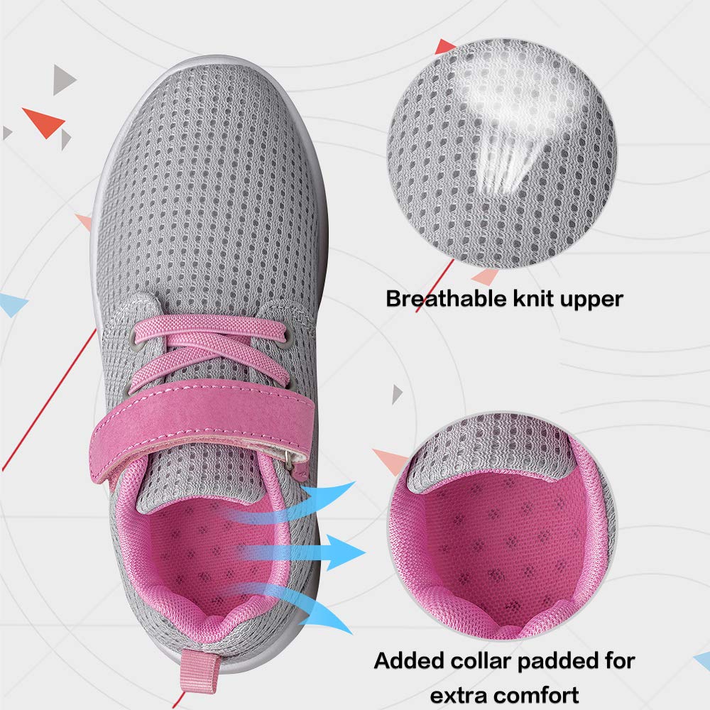 TOEDNNQI - Lekkie i oddychające buty sportowe dla chłopców i dziewcząt, Szary różowy, 27 EU