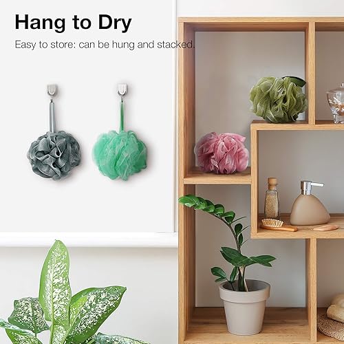 Miniatura 5 de Esponja de baño para ducha (2.12 oz, 4 unidades), esponja exfoliante para el cuerpo para mujeres y hombres, negro.