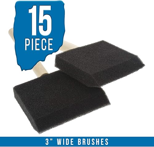 Miniatura 8 de US Art Supply - Juego de brochas de pintura con mango de madera y esponja de espuma de 3.0in (estuche completo de 360 cepillos)  Ligeras, duraderas