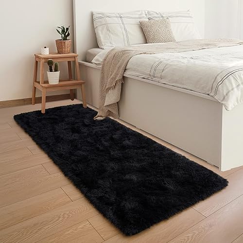 Miniatura 2 de YJ.GWL Alfombras suaves y esponjosas para dormitorio, sala de estar, alfombra de felpa negra para guardería, sala de juegos, dormitorio, alfombra